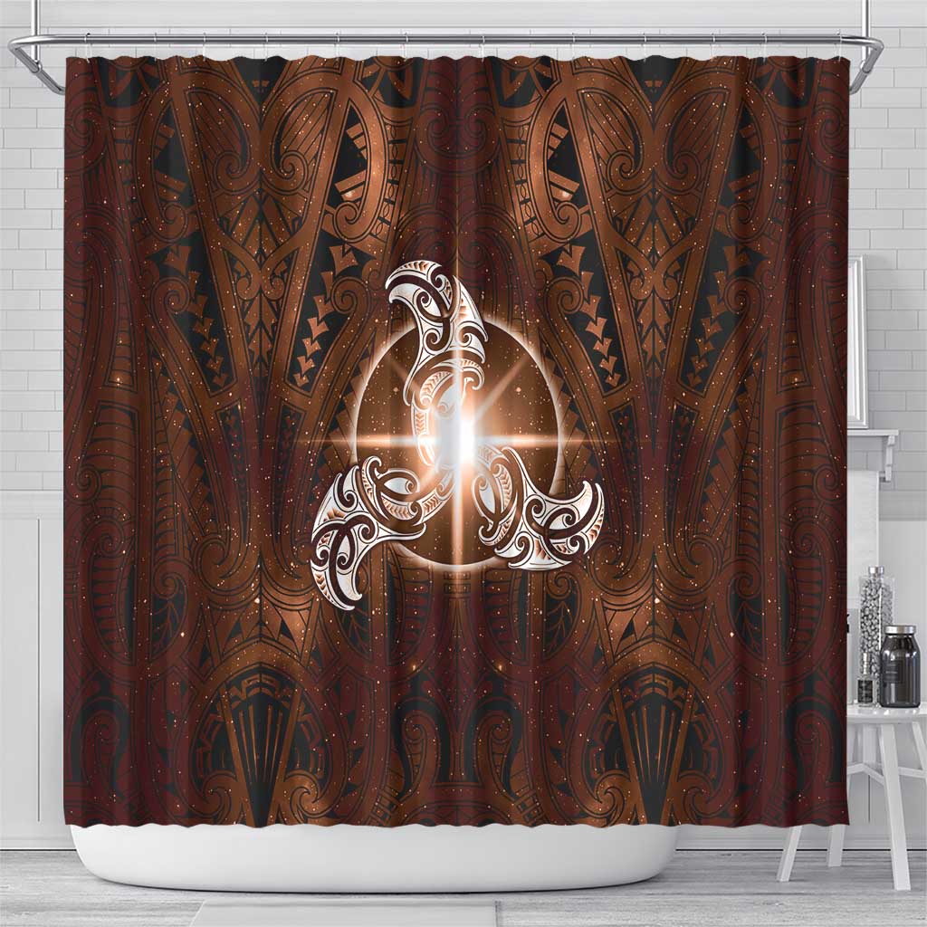 New Zealand Matariki Tupuanuku Shower Curtain Maori Moko Brown Galaxy LT05 - Polynesian Pride