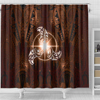 New Zealand Matariki Tupuanuku Shower Curtain Maori Moko Brown Galaxy LT05 - Polynesian Pride