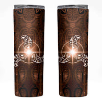 New Zealand Matariki Tupuanuku Skinny Tumbler Maori Moko Brown Galaxy LT05 Brown - Polynesian Pride