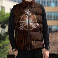 New Zealand Matariki Tupuanuku Sleeveless Puffer Jacket Maori Moko Brown Galaxy LT05 - Polynesian Pride