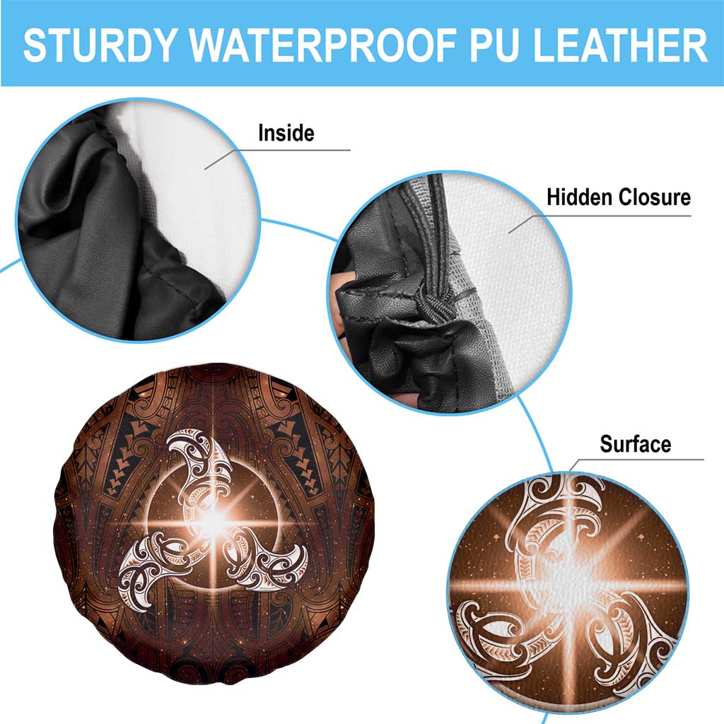 New Zealand Matariki Tupuanuku Spare Tire Cover Maori Moko Brown Galaxy LT05 - Polynesian Pride