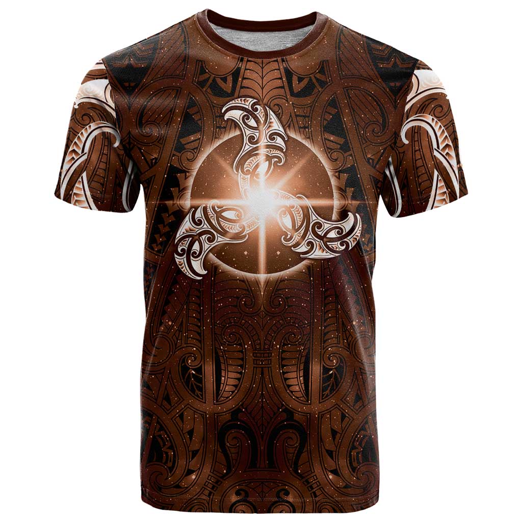 New Zealand Matariki Tupuanuku T Shirt Maori Moko Brown Galaxy LT05 Brown - Polynesian Pride