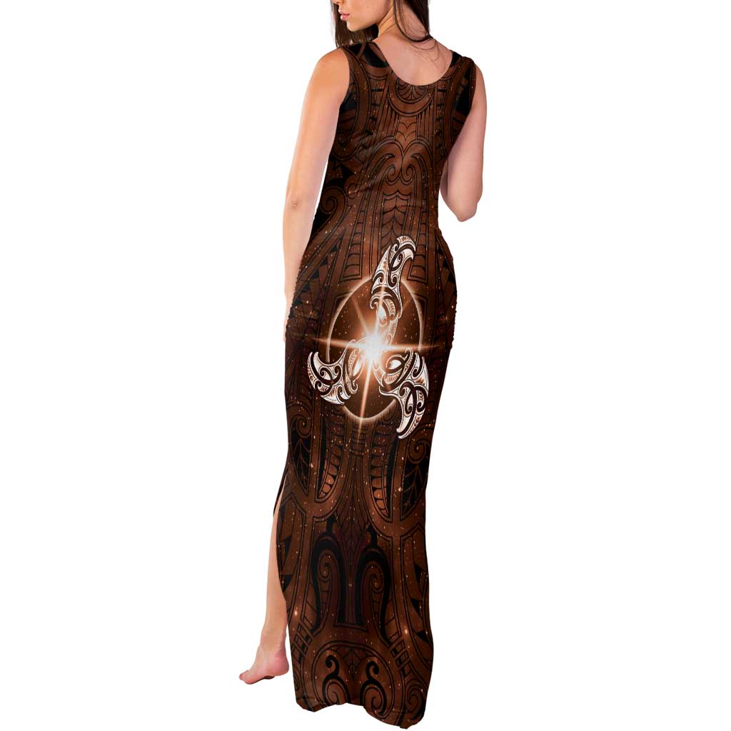 New Zealand Matariki Tupuanuku Tank Maxi Dress Maori Moko Brown Galaxy LT05 - Polynesian Pride