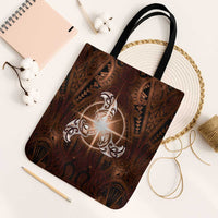 New Zealand Matariki Tupuanuku Tote Bag Maori Moko Brown Galaxy LT05 Black Strap One Size Brown - Polynesian Pride