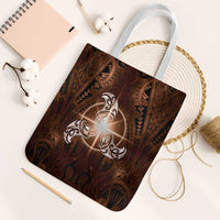 New Zealand Matariki Tupuanuku Tote Bag Maori Moko Brown Galaxy LT05 White Strap One Size Brown - Polynesian Pride
