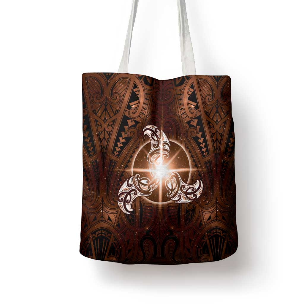 New Zealand Matariki Tupuanuku Tote Bag Maori Moko Brown Galaxy LT05 - Polynesian Pride