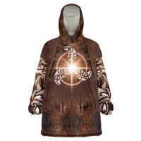 New Zealand Matariki Tupuanuku Wearable Blanket Hoodie Maori Moko Brown Galaxy LT05 One Size Brown - Polynesian Pride