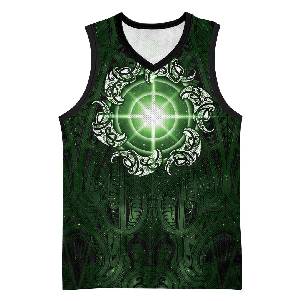 New Zealand Matariki Tupuarangi Basketball Jersey Maori Moko Green Galaxy