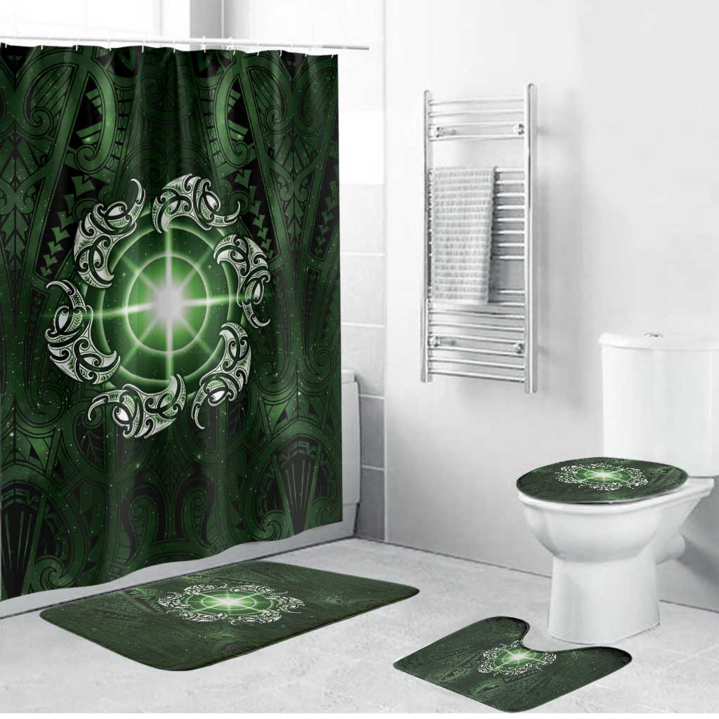 New Zealand Matariki Tupuarangi Bathroom Set Maori Moko Green Galaxy