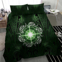 New Zealand Matariki Tupuarangi Bedding Set Maori Moko Green Galaxy