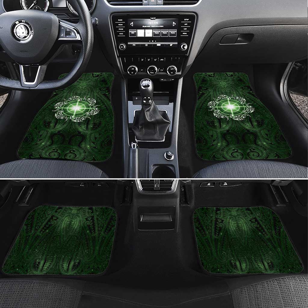 New Zealand Matariki Tupuarangi Car Mats Maori Moko Green Galaxy LT05 Set 4pcs Green - Polynesian Pride
