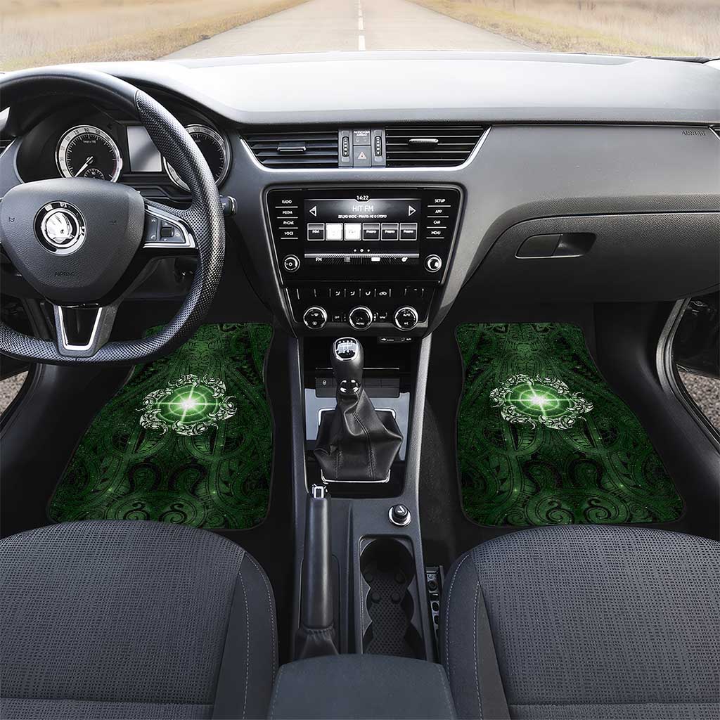 New Zealand Matariki Tupuarangi Car Mats Maori Moko Green Galaxy LT05 Set 2pcs - Front Green - Polynesian Pride