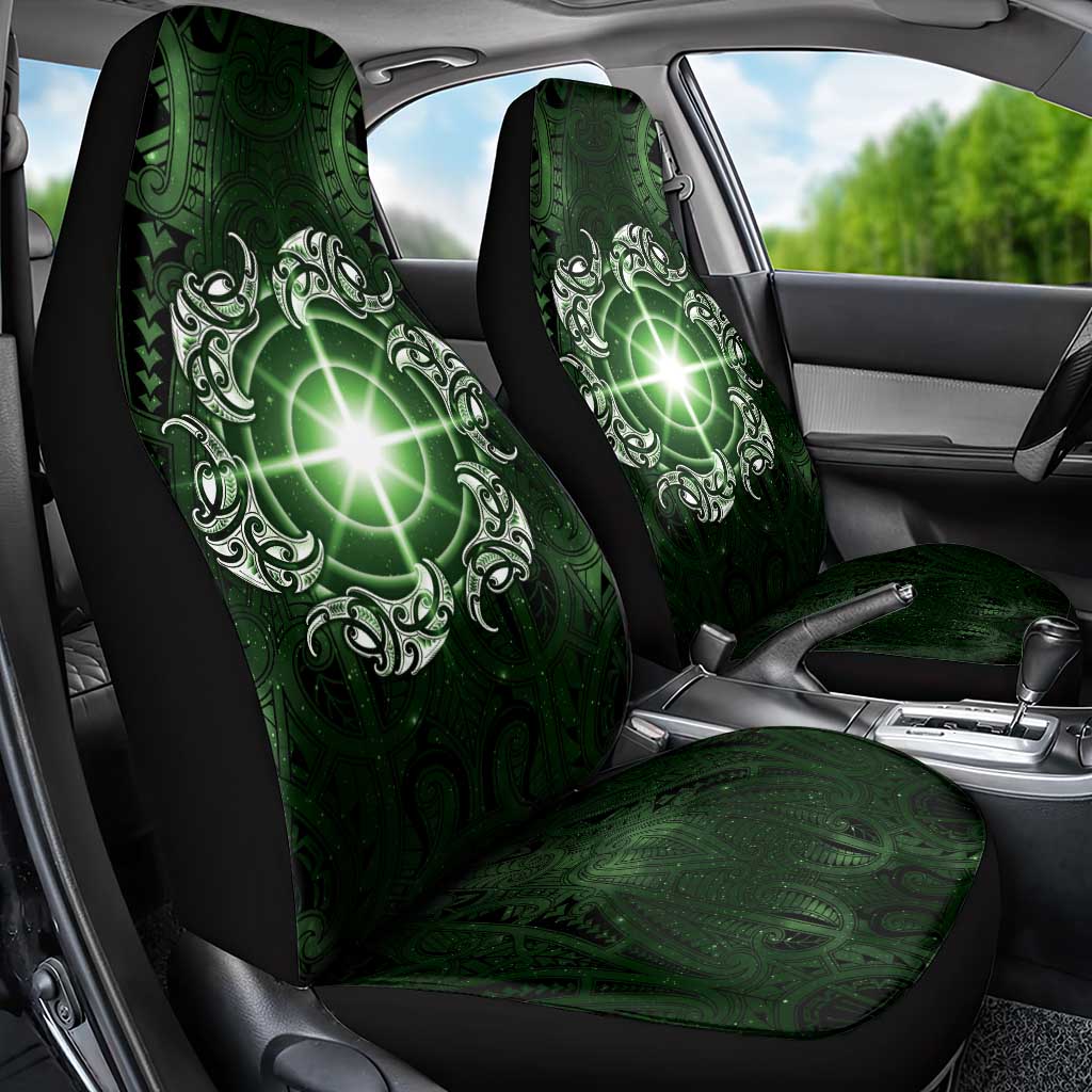 New Zealand Matariki Tupuarangi Car Seat Cover Maori Moko Green Galaxy LT05 - Polynesian Pride