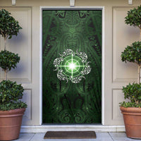 New Zealand Matariki Tupuarangi Door Cover Maori Moko Green Galaxy LT05 Green - Polynesian Pride
