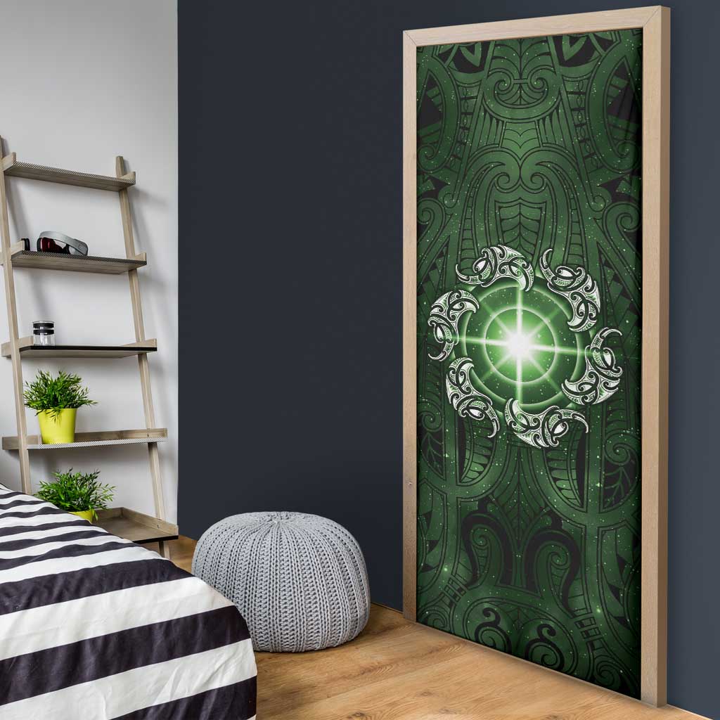 New Zealand Matariki Tupuarangi Door Cover Maori Moko Green Galaxy LT05 - Polynesian Pride