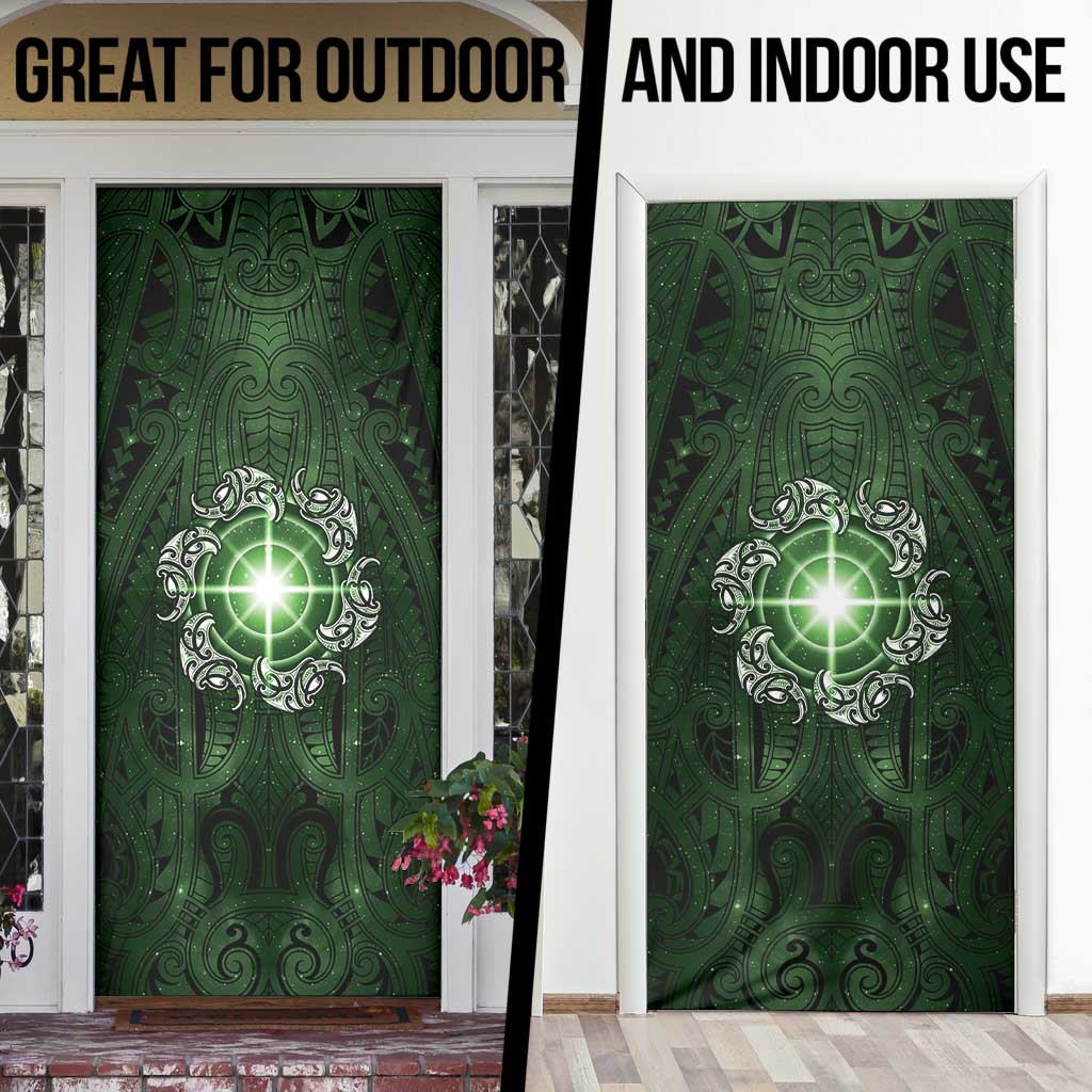 New Zealand Matariki Tupuarangi Door Cover Maori Moko Green Galaxy LT05 - Polynesian Pride