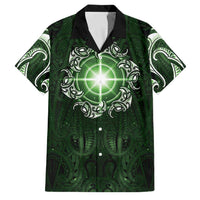 New Zealand Matariki Tupuarangi Family Matching Short Sleeve Bodycon Dress and Hawaiian Shirt Maori Moko Green Galaxy LT05 Dad's Shirt - Short Sleeve Green - Polynesian Pride