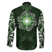 New Zealand Matariki Tupuarangi Family Matching Short Sleeve Bodycon Dress and Hawaiian Shirt Maori Moko Green Galaxy LT05 - Polynesian Pride