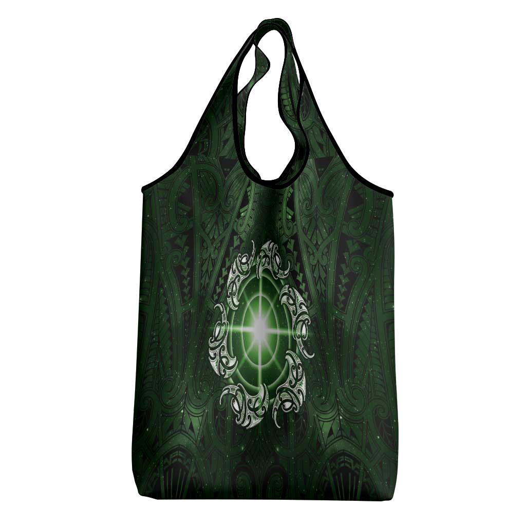 New Zealand Matariki Tupuarangi Grocery Bag Maori Moko Green Galaxy LT05 - Polynesian Pride