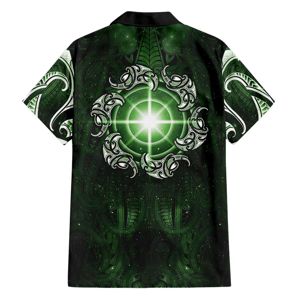 New Zealand Matariki Tupuarangi Hawaiian Shirt Maori Moko Green Galaxy LT05 - Polynesian Pride
