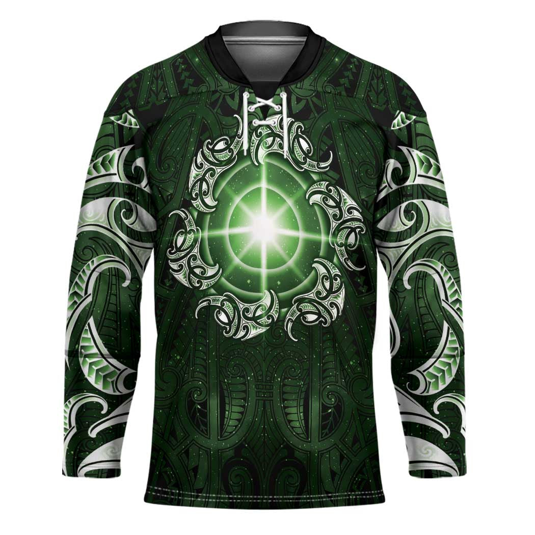 New Zealand Matariki Tupuarangi Hockey Jersey Maori Moko Green Galaxy LT05 Unisex Green - Polynesian Pride