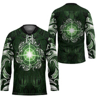 New Zealand Matariki Tupuarangi Hockey Jersey Maori Moko Green Galaxy LT05 - Polynesian Pride