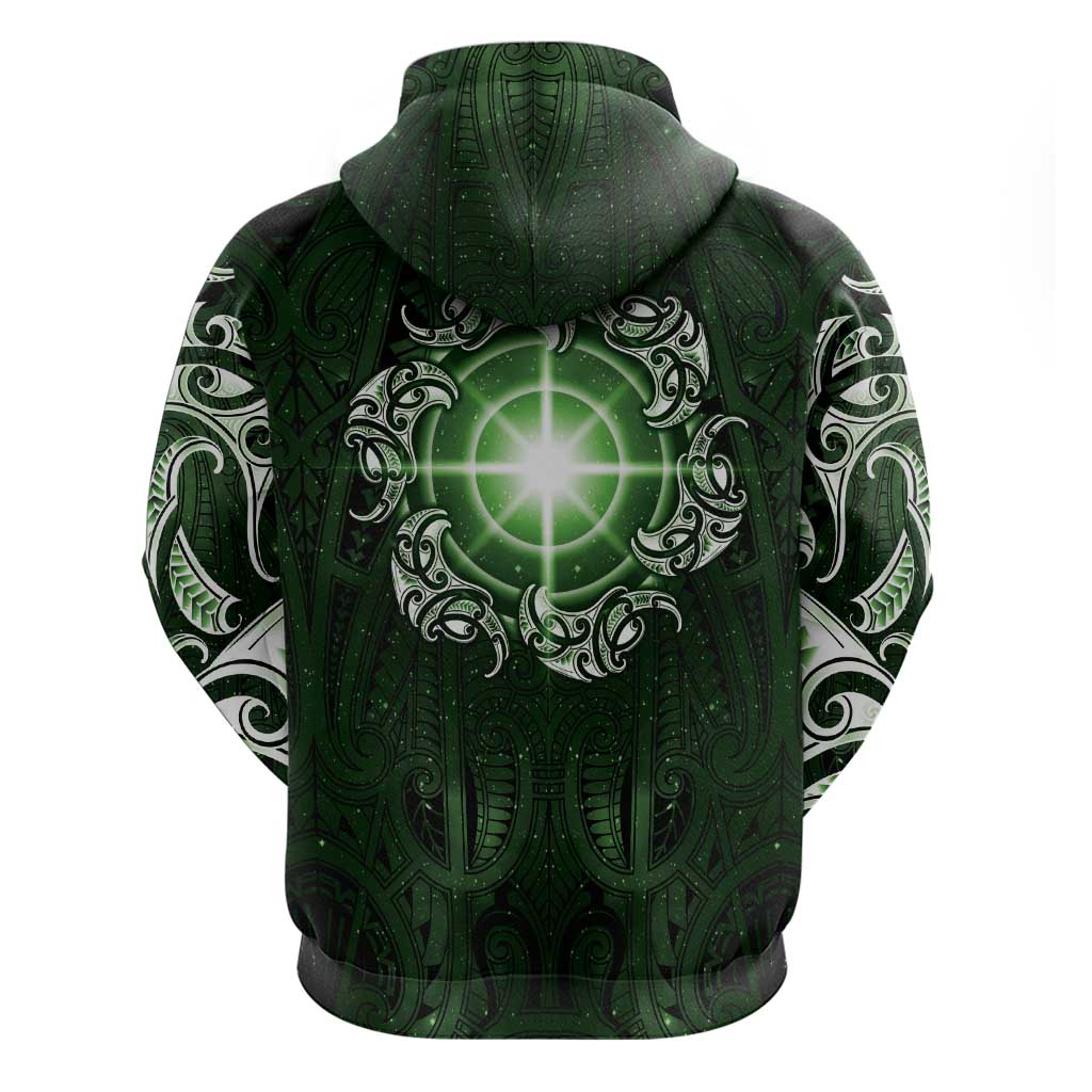 New Zealand Matariki Tupuarangi Hoodie Maori Moko Green Galaxy LT05 - Polynesian Pride
