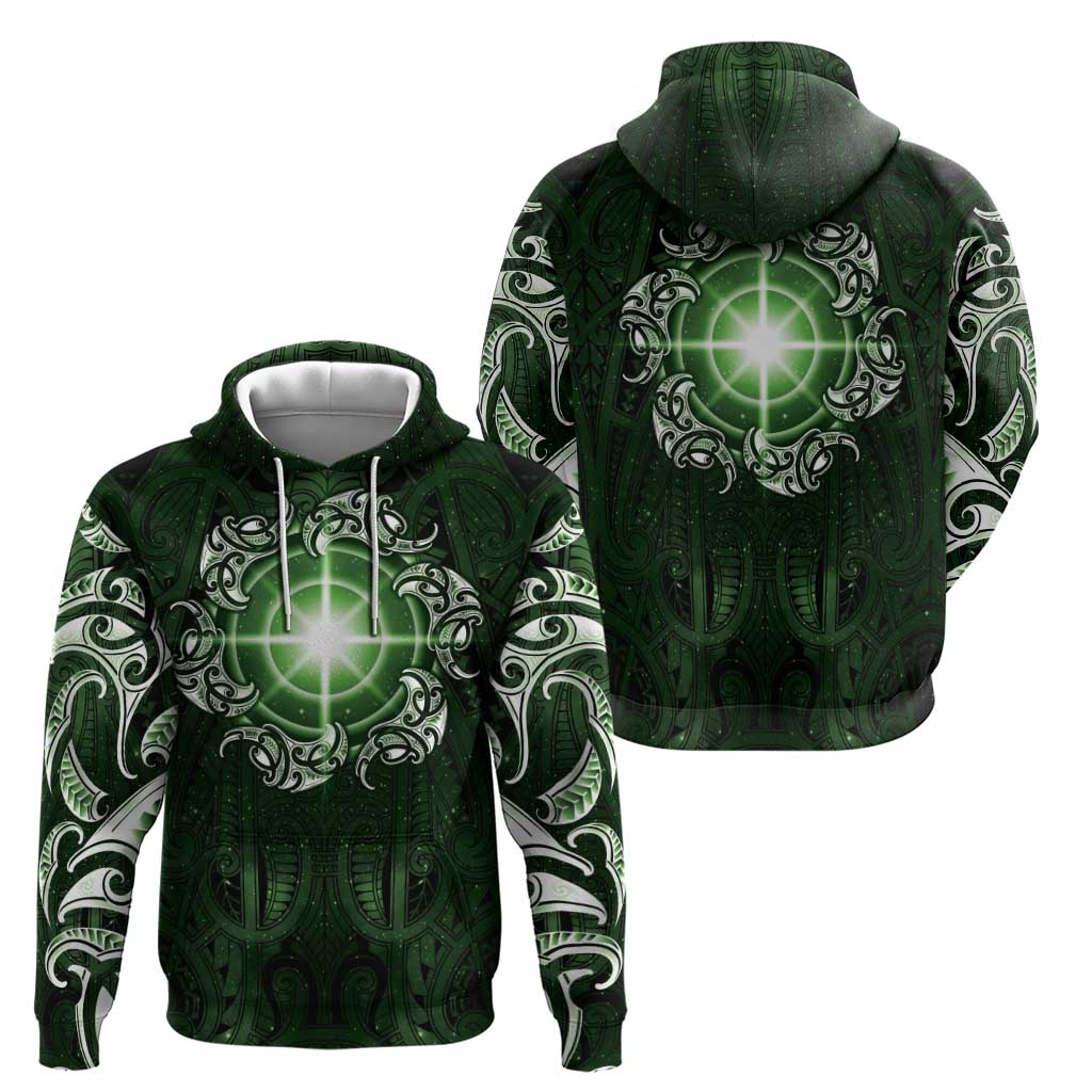 New Zealand Matariki Tupuarangi Hoodie Maori Moko Green Galaxy LT05 - Polynesian Pride
