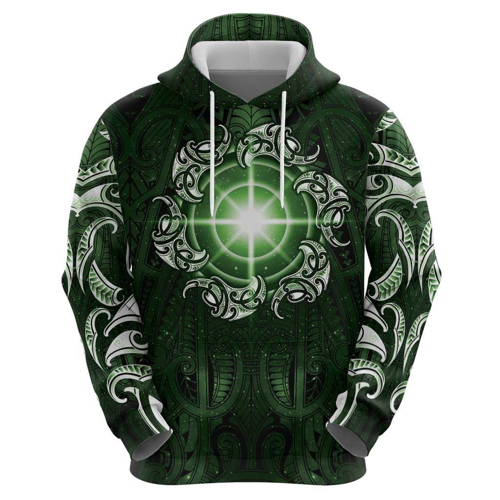 New Zealand Matariki Tupuarangi Hoodie Maori Moko Green Galaxy LT05 - Polynesian Pride