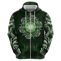 New Zealand Matariki Tupuarangi Hoodie Maori Moko Green Galaxy LT05 - Polynesian Pride