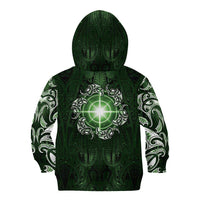 New Zealand Matariki Tupuarangi Kid Hoodie Maori Moko Green Galaxy LT05 - Polynesian Pride
