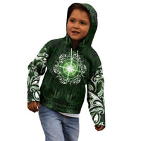 New Zealand Matariki Tupuarangi Kid Hoodie Maori Moko Green Galaxy LT05 - Polynesian Pride