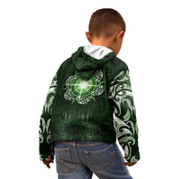 New Zealand Matariki Tupuarangi Kid Hoodie Maori Moko Green Galaxy LT05 - Polynesian Pride