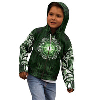 New Zealand Matariki Tupuarangi Kid Hoodie Maori Moko Green Galaxy LT05 - Polynesian Pride