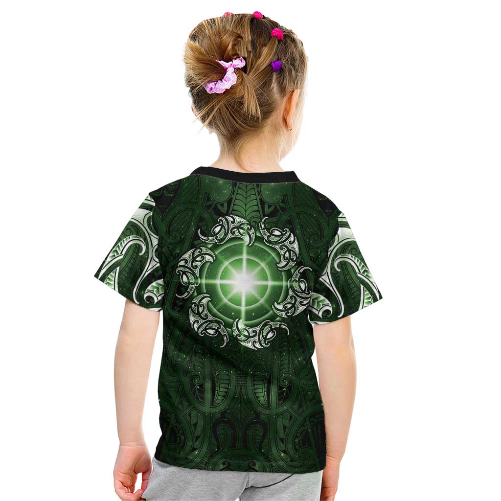 New Zealand Matariki Tupuarangi Kid T Shirt Maori Moko Green Galaxy LT05 - Polynesian Pride