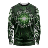 New Zealand Matariki Tupuarangi Long Sleeve Shirt Maori Moko Green Galaxy LT05 Unisex Green - Polynesian Pride