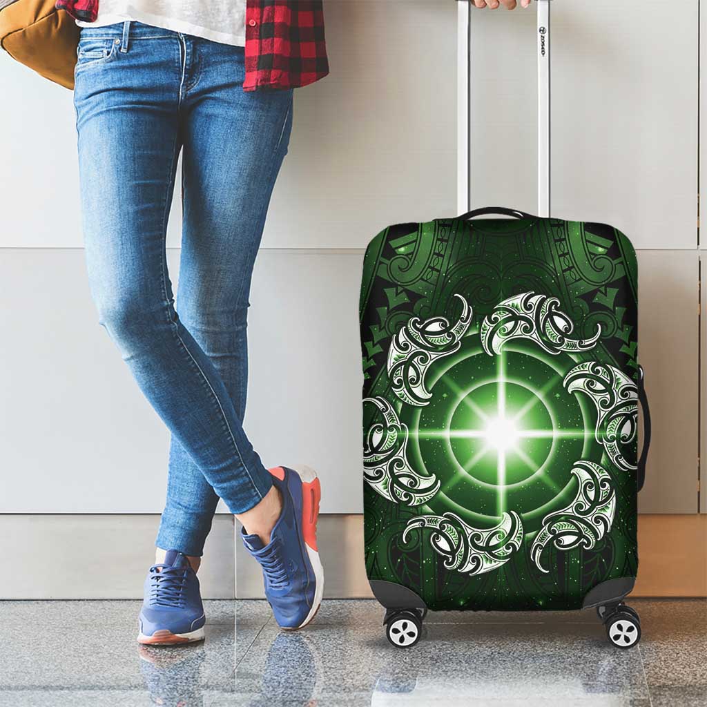 New Zealand Matariki Tupuarangi Luggage Cover Maori Moko Green Galaxy LT05 - Polynesian Pride