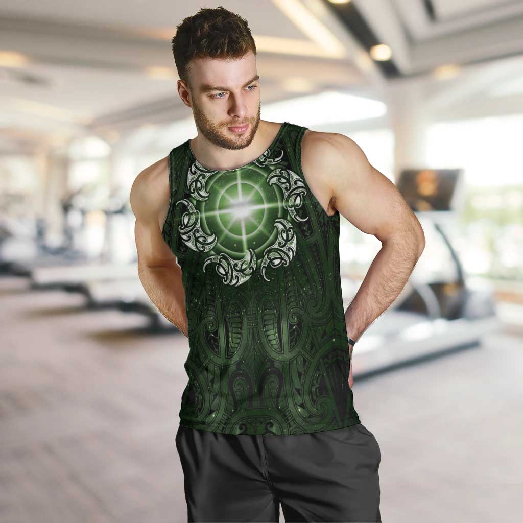 New Zealand Matariki Tupuarangi Men Tank Top Maori Moko Green Galaxy LT05 Green - Polynesian Pride