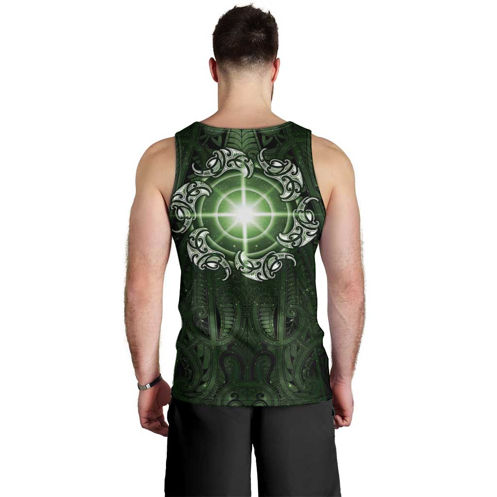 New Zealand Matariki Tupuarangi Men Tank Top Maori Moko Green Galaxy LT05 - Polynesian Pride