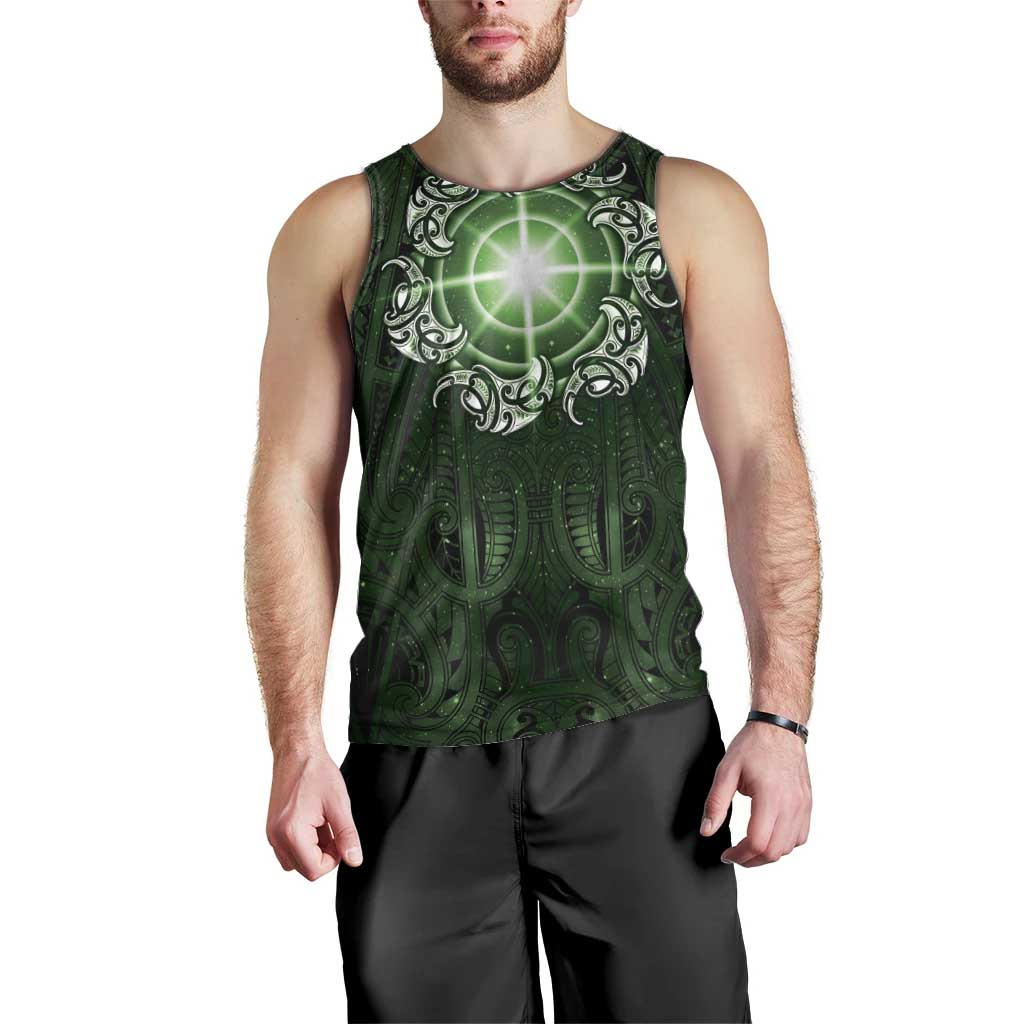 New Zealand Matariki Tupuarangi Men Tank Top Maori Moko Green Galaxy LT05 - Polynesian Pride