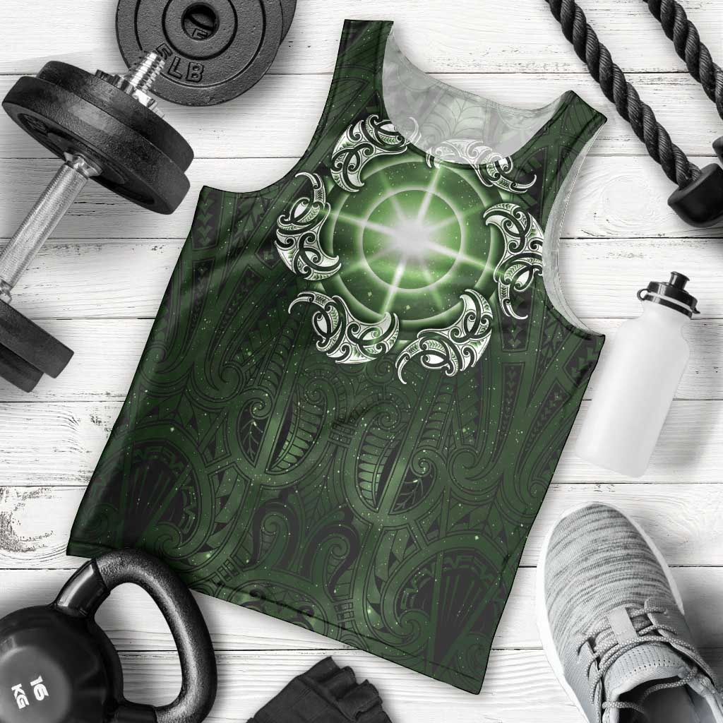 New Zealand Matariki Tupuarangi Men Tank Top Maori Moko Green Galaxy LT05 - Polynesian Pride