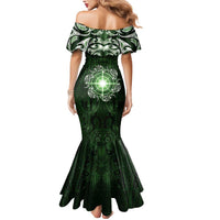 New Zealand Matariki Tupuarangi Mermaid Dress Maori Moko Green Galaxy LT05 - Polynesian Pride