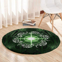 New Zealand Matariki Tupuarangi Round Carpet Maori Moko Green Galaxy