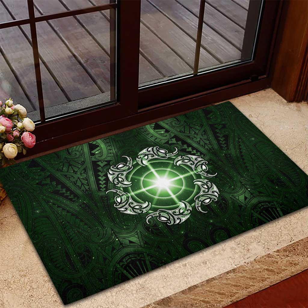 New Zealand Matariki Tupuarangi Rubber Doormat Maori Moko Green Galaxy