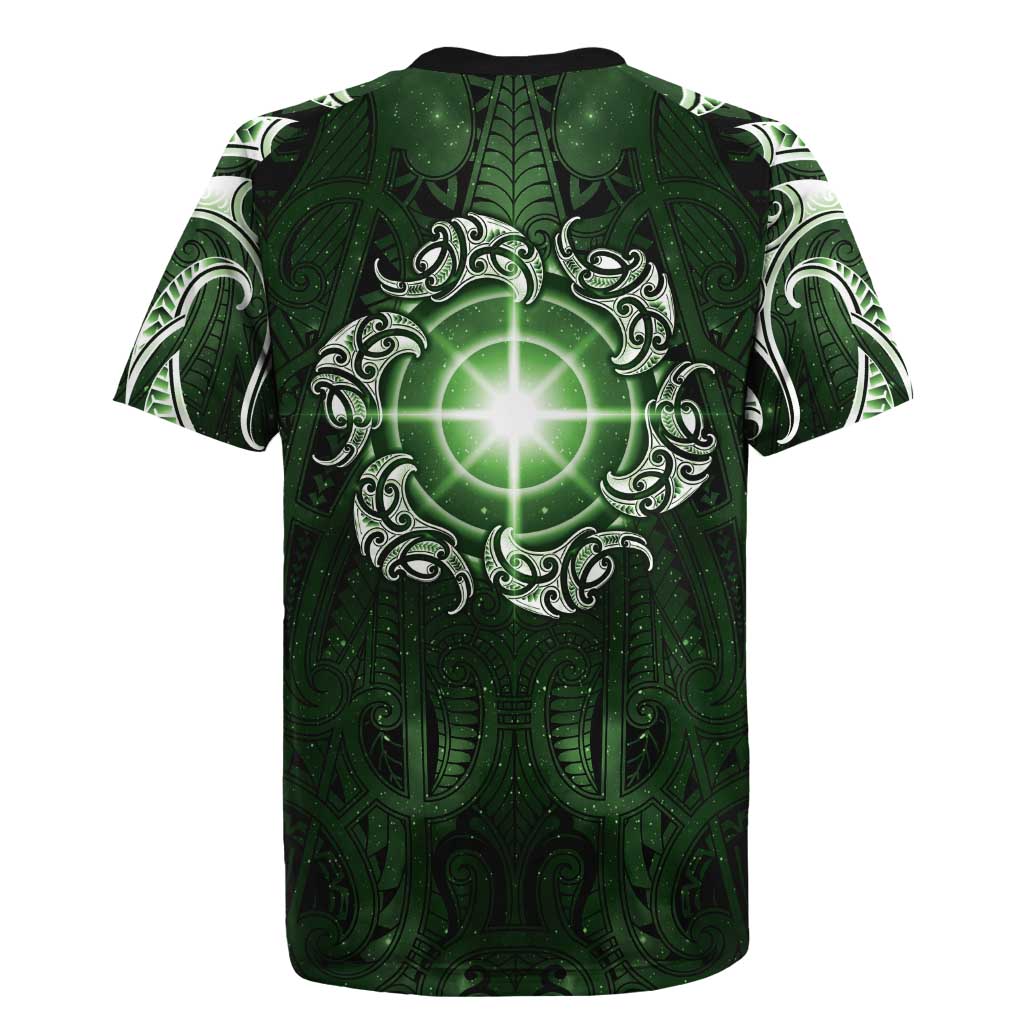 New Zealand Matariki Tupuarangi Rugby Jersey Maori Moko Green Galaxy LT05 - Polynesian Pride