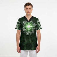New Zealand Matariki Tupuarangi Scrub Top Maori Moko Green Galaxy