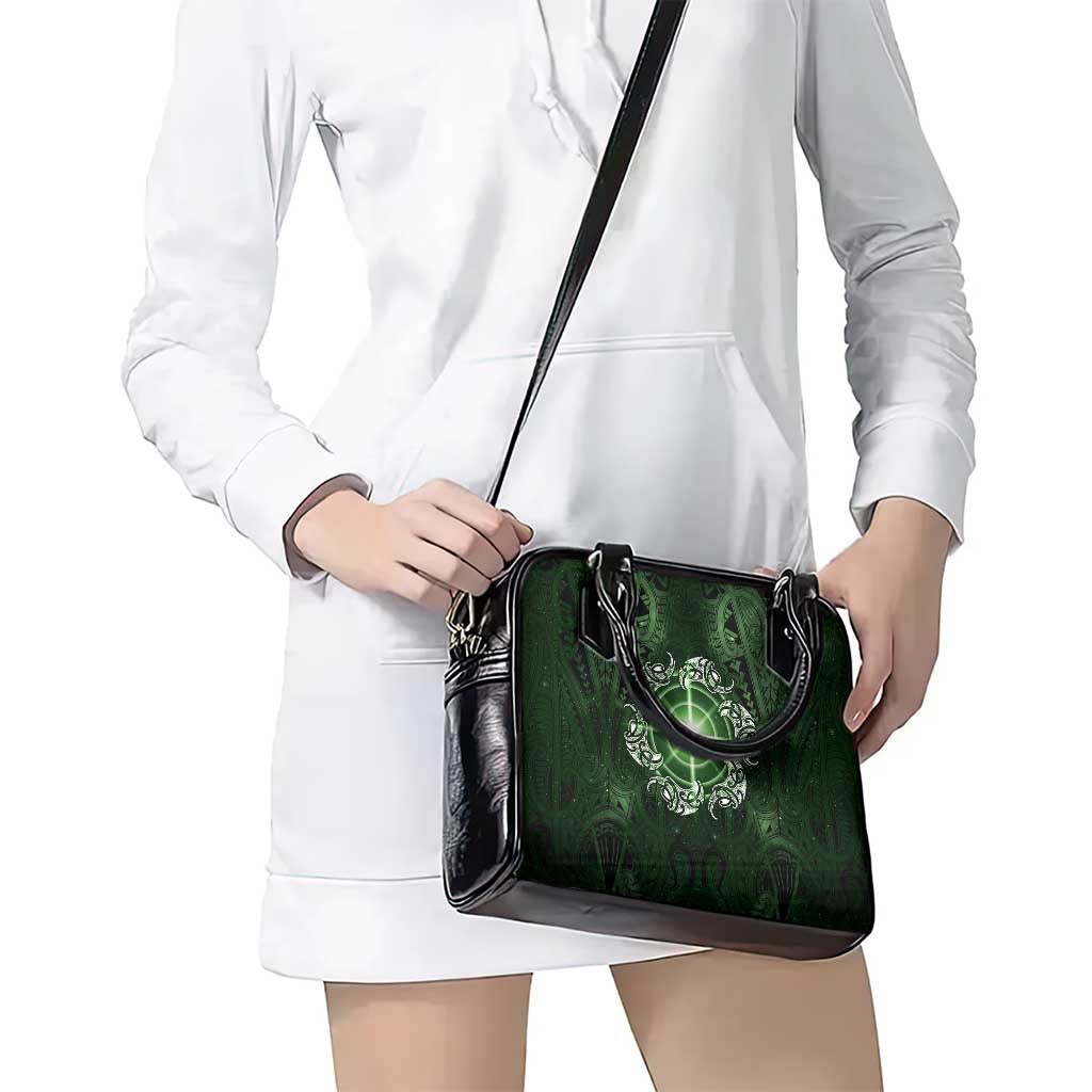 New Zealand Matariki Tupuarangi Shoulder Handbag Maori Moko Green Galaxy