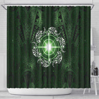 New Zealand Matariki Tupuarangi Shower Curtain Maori Moko Green Galaxy LT05 - Polynesian Pride