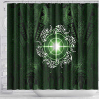 New Zealand Matariki Tupuarangi Shower Curtain Maori Moko Green Galaxy LT05 - Polynesian Pride