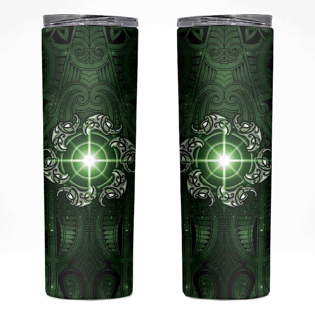 New Zealand Matariki Tupuarangi Skinny Tumbler Maori Moko Green Galaxy LT05 Green - Polynesian Pride